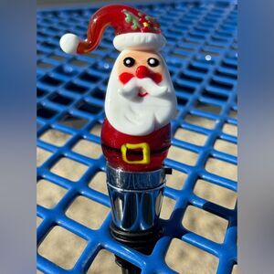 PIER 1 Bottle Stopper LED Light Up Santa Claus Changing Lights Christmas